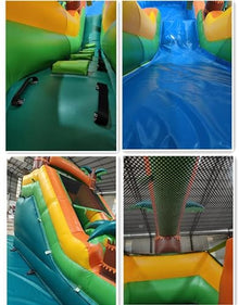 awesmflate Commercial Inflatable Water Slide for Kids Adults, 21FT Big Backyard Waterslide Tropical Outdoor Slide Park with Water Pool - Blue/Green/Orange