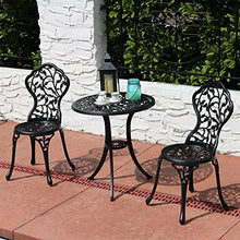 Sunnydaze 3-Piece Black Outdoor Cast Aluminum Patio Bistro Set