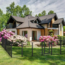 Dogelsy Decorative Garden Metal Fence 72ft (L)×40in (H) with 28 Panels 4 Gate Outdoor, No Dig Rustproof Wire, Animal Barrier Fencing for Outdoor Yard Patio Flower Bed,（Black-Silver）