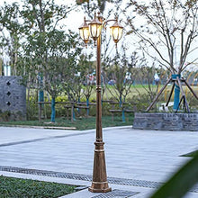 Lamp Post Lights Outdoor,250cm 3-Head Garden Path Pillar Lamp Aluminum Pillar Post Light Glass Lantern Courtyard Bollard Path Lamp IP65 Waterproof Post Light Pillar Lamp