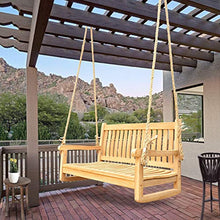 MISC Teak Wood Double Outdoor Porch Swing 4 Foot Brown Water Resistant Weather