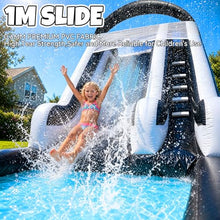 21ft Inflatable Water Slide with Splash Pool & 10M Water Hose & 750W Blower, 100% PVC CommercialHeavy Duty Wet/Dry Inflatable Slide for Kids & Adults, Backyard Outdoor Summer Water PlayBlack(0.8mm)