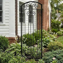 H Potter Scroll Garden Trellis 72" H, Freestanding Heavy Duty Iron, Black