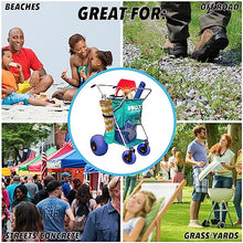 RollX Beach Cart With 4 Balloon Wheels for Sand, Foldable Storage Wagon With Rear 13 Inch and Front 7 Inch Tires (Pump Included) (Seafoam)