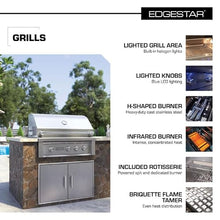 EdgeStar GRL300IBNG 60000 BTU 30 Inch Wide Natural Gas Built-In Grill with Rotisserie and LED Lighting