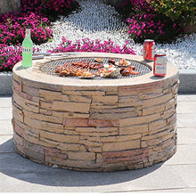 Fire Pits Outdoor Garden Wood-Burning Fire Pit Barbecue Grill, Backyard Patio Outdoor Imitation Stone Fireplace
