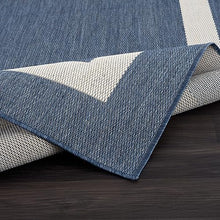CAMILSON Outdoor Rug 10x14, Large Modern Outside Rugs for Patios Porches Waterproof Durable Washable Non-Shedding, Easy-to-Clean Indoor Outdoor Area Carpet (10 x 14, Bordered - Blue/White)