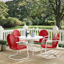 Pemberly Row 5 Piece Metal Patio Dining Set, Steel Construction, White Powder Coated UV Resistant Finish, Includes Round Table and Armchairs, Outdoor Furniture for Patio, Garden, or Backyard Dining