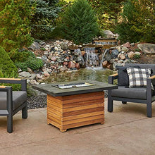 Outdoor GreatRoom Co Propane Fire Pit Table - Darien Gas Fire Pits for Outside Patio - 44 Inch Rectangular Everblend Concrete Firepit Fire Table, Wood Base, Glass Tabletop Cover, 55,000 BTU - Grey