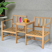 DUYHBAWRS 3 PCS Patio Table Chairs Set Solid Wood Thick Cushion Sectional Garden Furniture