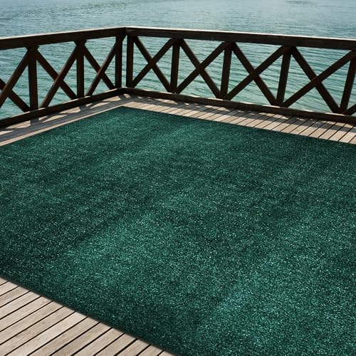 iCustomRug Synthetic Grass Rug – 12 x 24ft Emerald Turf Carpet for Patios, Yards, Boats, Camping – Indoor/Outdoor Use