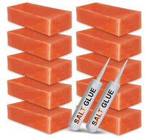ZKTRADING ZK Extra Thick Himalayan Salt Bricks 8"x4"x2" with 2 Salt Glue– Bulk Pack of 50 Natural Pink Salt Tiles for Sauna, Backlit Salt Walls, Spa, Wellness Rooms & DIY Projects