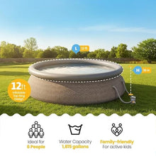 12ft x 36in Ground Inflatable Ring Top Above Ground Pool, Basketweave