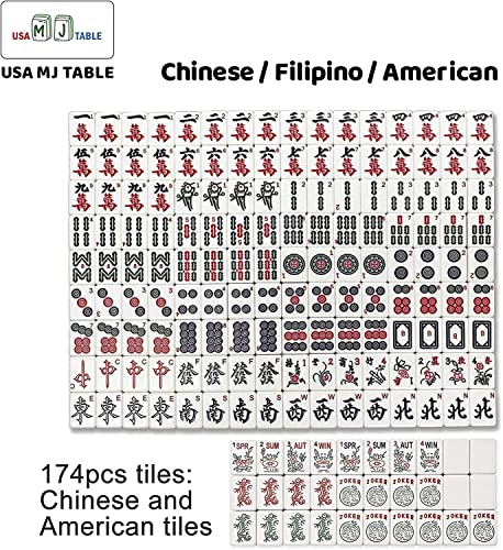 usamjtable Automatic Mahjong Table Coffee 4-Leg Style with 40mm Numbered Tiles & Accessories