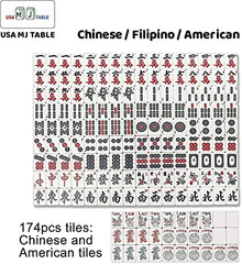usamjtable Automatic Mahjong Table Coffee 4-Leg Style with 40mm Numbered Tiles & Accessories