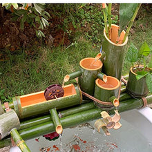 GenSDH Natural Bamboo Water Fountain, Water Features Kit with Pump & Feng Shui Wheel, Garden Fountains Outdoor Patio, for Indoor Pond Fish Tanks Flower Pots, 100Cm,100cm