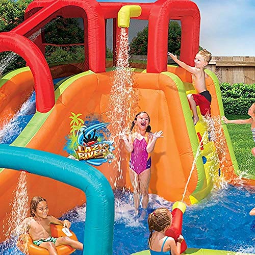 BANZAI Inflatable Water Park with Waterslide, Water Cannon, and Splash Pool