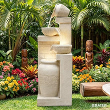 42.52" Outdoor Garden Water Fountain with Lights, 4 Tiers Water Feature