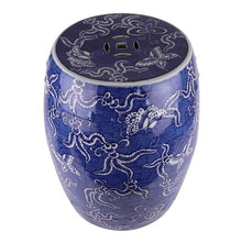 Ceramic Garden Stool Decorative Garden Stools Ceramics Blue And White Hand-painted Icy Plum Blossom Butterfly Pattern Porcelain Stool Ceramic Decorative Drum Stool Cooler Pier Garden Stool Ceramic(B)