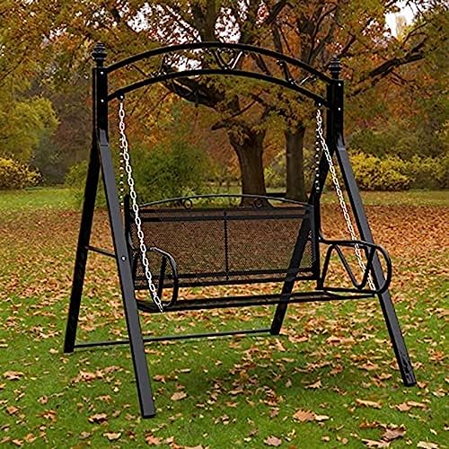2 Person Patio Swing Seat, Kids Swing Chair Double Garden Seat for Patio, Garden, Poolside, Balcony,Black,Friendly321