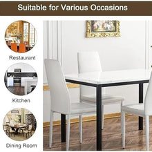 FURUIM2024M Dining Table 5 Pieces Dining Table Set Kitchen Table Set Faux Marble Top Table and 4 Faux Leather Upholstered Chairs for Kitchen Table and Chairs Dining(Black)