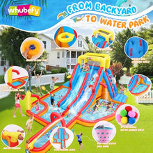 Whubefy 19.2ft Giant Double Lane Inflatable Water Slide for Kids Backyard Blow Up Racing & Climbing Water Park, 17.2ft Extra Long Slide w/Arch, Multi Splash Pool w/Sprinkler, 15pcs Water Battle Toy