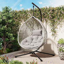 Merax Egg Hanging Chair with Stand, Indoor/Outdoor Swinging Wicker Hammock Chair for Patio, Garden, or Living Room
