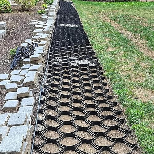 2" HDPE Gravel Grid Ground Stabilizer for Outdoor Walkway Courtyard Slope Path Erosion Control Soil Reinforcement and Residential Yard Support System(6x10m(20x33ft))