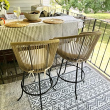 YITAHOME Counter Height Bar Stools Set of 4, Outdoor Bar Stools with Soft Cushions, Patio Rattan Swivel Bar Chairs for Backyard Poolside, Garden w /360 Rotation (Beige)