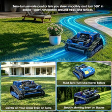 Robotic Track Mower – 8HP Gas Hybrid, 650m Range, 48cm Deck, 3-13cm Electric Height, 39° Slope, 1500W Brushless, APP Control – for Residential, Park, Cemetery – Compact All-Terrain Cutter
