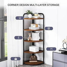 KAJIAO 3-Tier/4-Tier/5-Tier Corner Bookshelf, Industrial Black Metal Corner Ladder Shelf with Metal Frame, Corner Storage Rack Plant Stand for Living Room, Bedroom, Balcony(5tier)