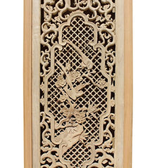 Orientliving Chinese Rectangular Wood Flower Bird Carving Wall Panel Plaque Brown