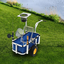Erxewim Outdoor Fishing Cart with Wheel, Collapsible Folding Wagon Cart Heavy Duty, Aluminum Wagon, Rod Holders Trolley for Garden Camping Beach Sports
