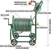CFDZCP Garden Hose Reels Garden Hose Reel Cart with Wheels，40/50/100M Portable Hose Holder with Pressure Wash Whip Hose, for Garden Lawn Patio Hose Storage and Watering(50 m)