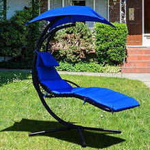 Hanging Chaise Lounger Chair Arc Stand Porch Swing Hammock Chair Canopy - Navy!