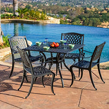 Christopher Knight Home Hallandale 5-Piece Cast Aluminum Outdoor Dining Set Black Sand