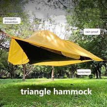 Camping Hammock Tent, Large Triangle Hammocks for 1-3 Persons-Portable Camping Hommock with Mosquito Net for Outside, Hiking Travel(Military Green)