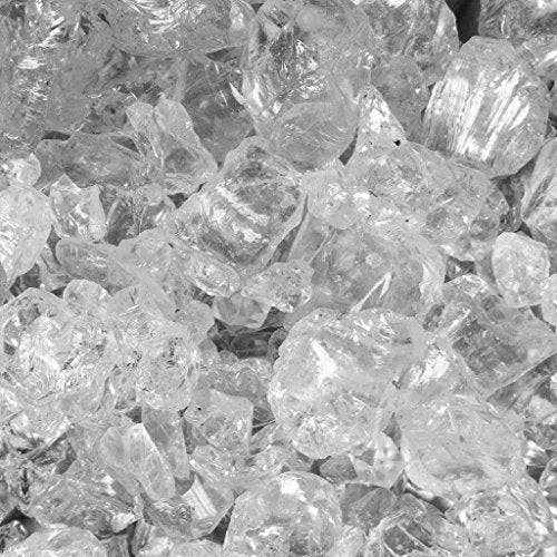 Fire Glass for Fire Pits Clear 1/4" Fireplace Glass Pellets Crushed Ice (80Lbs)