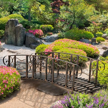 ZenithX 6' Metal Garden Arch Bridge - 660 lbs. Weight Capacity with Safety Siderails & Vine Motifs, Easy Assembly for Backyard Creek/Stream/Pond, Brown