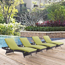 Modway Convene Wicker Rattan Outdoor Patio Chaise Lounge Chairs Set of 4 Mocha
