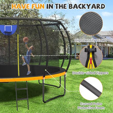 Zevemomo Upgraded 16FT Trampoline with Basketball Hoop and Sprinkler Orange