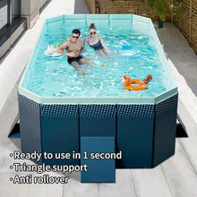 118" Foldable PVC Swimming Pool, Portable Above Ground Family Pool, Blue