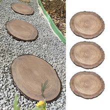 Round Decorative Wood Effect Stepping Stone, Outside Log Texture Paving Stones Kits, Rustic Dimensional Foot Stone for Garden Pathway, Flower Bed