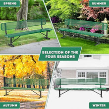 esheno 8FT Outdoor Garden Bench, Heavy Duty Metal Patio Bench with Backrest, Rustproof Resistant Commercial Grade Outdoor Seating for Park Yard Lawn Deck Balcony Porch, Green