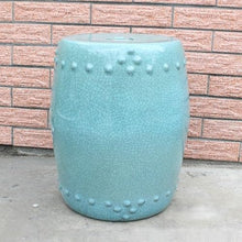 LINKIO Garden Stool Blue and White Decorative Garden Stool - Porcelain Drum Stool for Outdoor and Indoor Use Ottomans