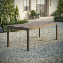 Modway Eleni 89-Inch Outdoor Teak Wood Dining Table in Weathered Gray – Rectangular Patio Dining Table with Slatted Top for Patios, Decks, Or Gardens