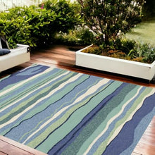 HomeRoots 8' x 10' Blue Green Abstract Waves Indoor Outdoor Area Rug