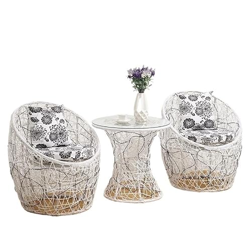 GLigeT Balcony Table and Chair Set Rattan Chair Three-piece Set Garden Furniture Sets Balcony Tables and Chairs Leisure Outdoor Garden Tables and Chairs Set Bistro Table Set (Color : B-C)