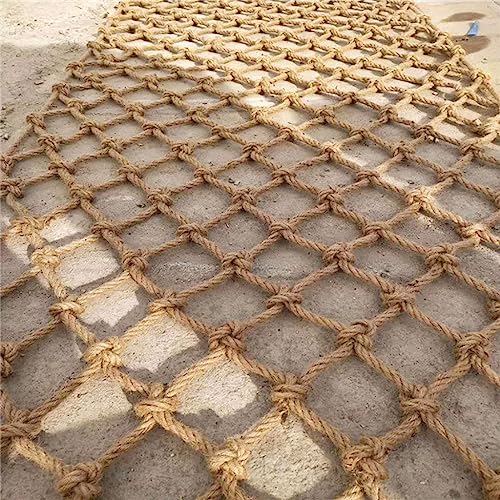 Rustic Fence Hemp Rope Net,Banister Decoration Netting for Chicken Coop Deer Fence Monkey Bar Poultry Nest,Small Animal Climbing Mesh for Bird Parrot Cat,Jungl(Size:3M×8M(9.8FT×26.2FT),Color:Jute)