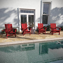 Taylor & Logan Hedley Adirondack Chair with Cup Holder, Weather Resistant HDPE Adirondack Chair in Red, Set of 4